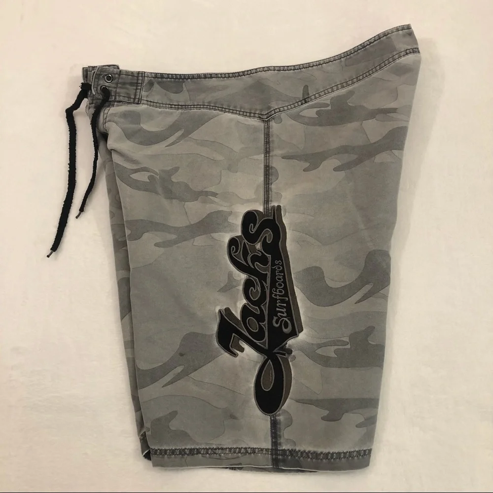 Jacks Surfboards Australia Gray Camo Swim Pool Beach Trunks Board Shorts Mens 38